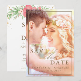 Reserva La Fecha Foto floral de Boho rosa e marfil