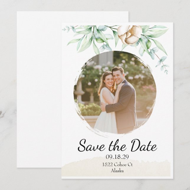Reserva La Fecha Foto Floral Personalizada (Anverso / Reverso)
