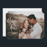 Reserva La Fecha Foto fotográfica de boda geométrico floral<br><div class="desc">Foto fotográfica de boda geométrico floral con motivos florales para guardar la fecha. En morado,  rosa,  marrón y verde. Moderna visión de un boda rústico con escritura a mano de escritura.</div>