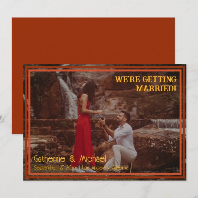 Reserva La Fecha Foto Groovy de Retro 70 (Anverso / Reverso)