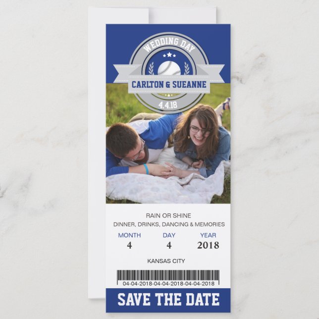 Reserva La Fecha Foto Guardar Fecha de Boda Entrada Deportes (Anverso)