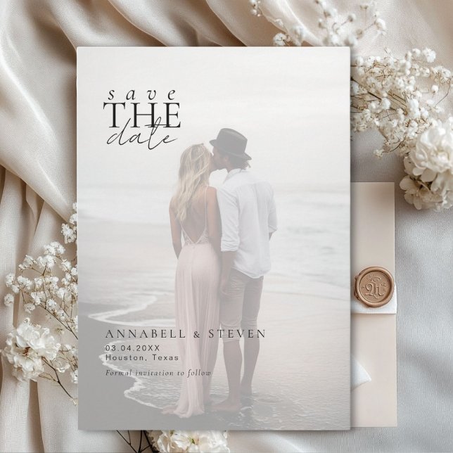 Reserva La Fecha Foto "GUARDAR LA FECHA" (1 Photo "SAVE THE DATE" Save The Date Card (with white photo filter))
