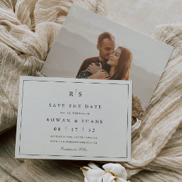 Reserva La Fecha Foto horizontal clásica de monograma negro y crudo