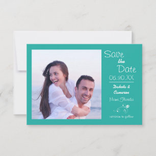Reserva La Fecha Foto horizontal turquesa - 3x5 Save the Date