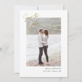 Reserva La Fecha Foto manuscrita de Casual Save the Date Faux Relie