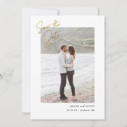 Reserva La Fecha Foto manuscrita de Casual Save the Date Faux Relie