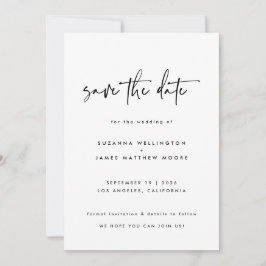 Reserva La Fecha Foto mínima Boda de caligrafía blanca negra