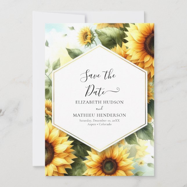 Reserva La Fecha Foto mínima Boda de girasol (Anverso)