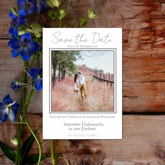 Reserva La Fecha Foto minimalista blanca guardar fecha (White Minimalist Photo Save the Date)