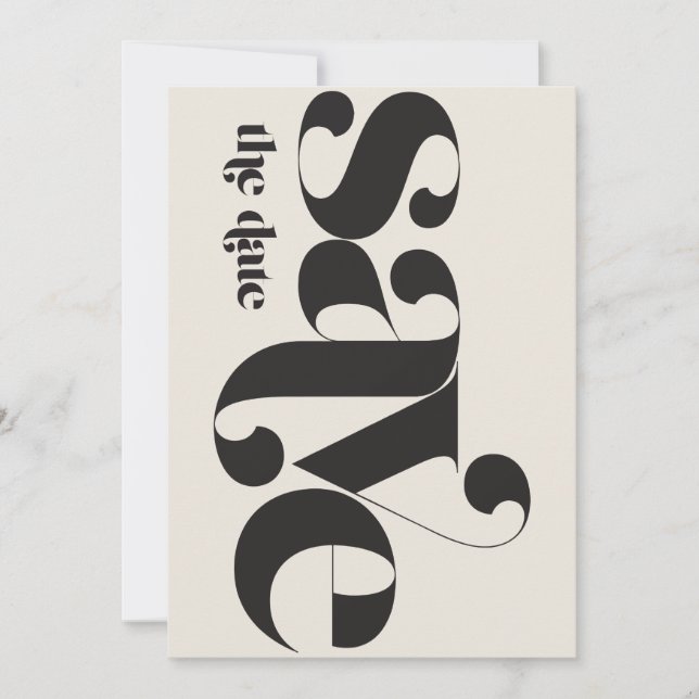 Reserva La Fecha Foto minimalista Crema negra (Anverso)