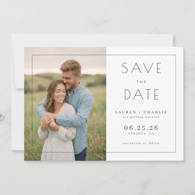 Reserva La Fecha Foto minimalista verde alegre (Anverso)