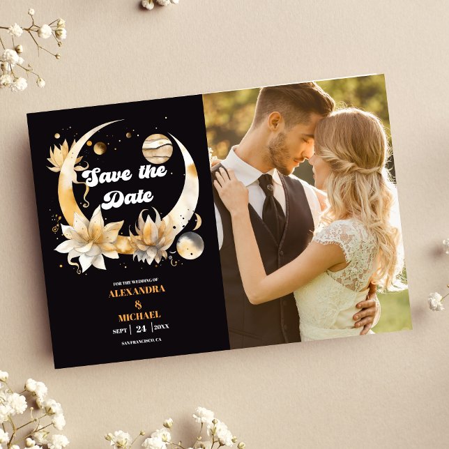 Reserva La Fecha Foto mística Boda celeste de oro negro (Subido por el creador)