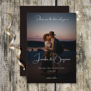 Reserva La Fecha Foto moderna Boda mínimo oscuro