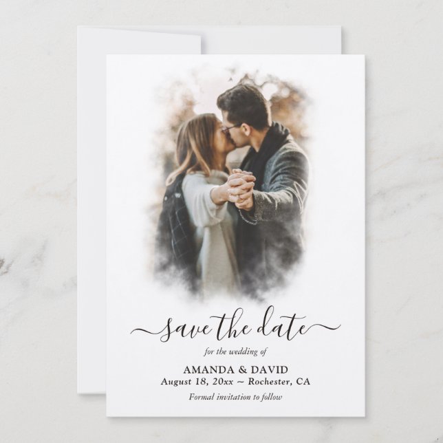Reserva La Fecha Foto moderna de Boda de papel Kraft (Anverso)