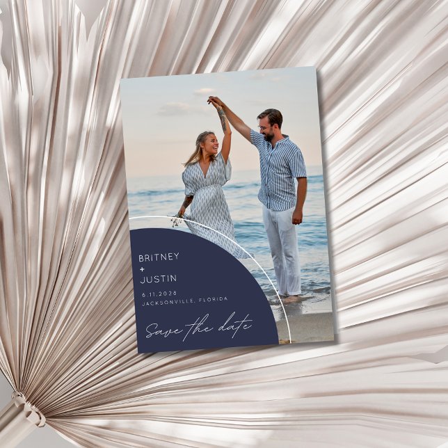 Reserva La Fecha Foto moderna de la boda de Florida Beach (Modern Photo Florida Beach Wedding Save The Date)