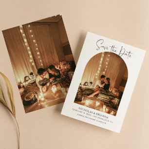 Reserva La Fecha Foto moderna del Arco Boho Boda elegante Minimalis