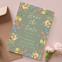 Reserva La Fecha Foto moderna Flores silvestres simples Sage Green