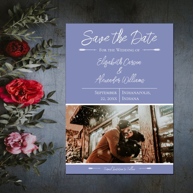 Reserva La Fecha Foto moderna Salven la fecha | Periwinkle (Modern Photo Save the Date - Periwinkle)