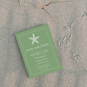 Reserva La Fecha Foto Monograma de Estrella de Mar Verde Musgo