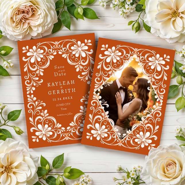 Reserva La Fecha Foto Naranja Oscuro Shabby Chic Guardar la Fecha (Subido por el creador)