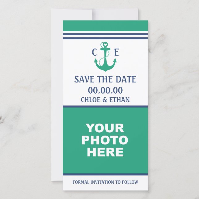 Reserva La Fecha Foto Nautical Save the Date (Anverso)