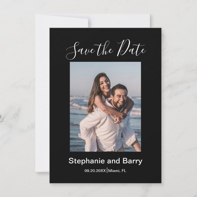 Reserva La Fecha Foto Negra Moderna (Anverso)