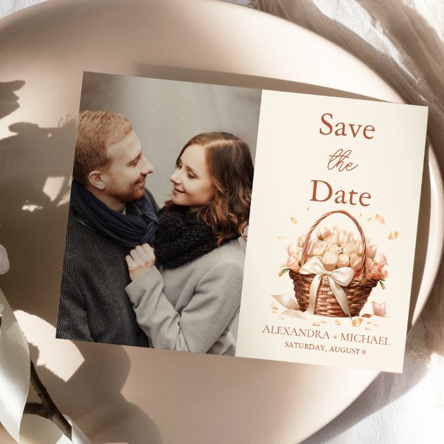 Reserva La Fecha Foto Pastel Soft Rubor Peach Floral Boda (Subido por el creador)