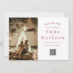 Reserva La Fecha Foto: Patrón de mosaico árabe rojo con QR