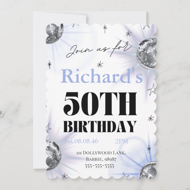 Reserva La Fecha foto personalizada 50 cumpleaños descarga instantá (Anverso)
