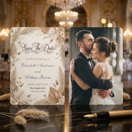 Reserva La Fecha Foto personalizada bohemio pampas floral rústico