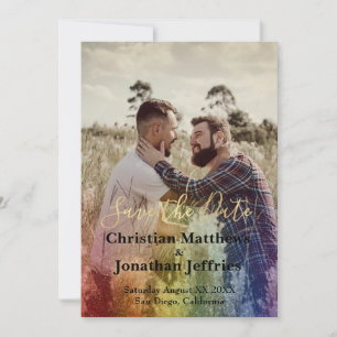 Reserva La Fecha Foto personalizado Boda gay gradiente arcoiris