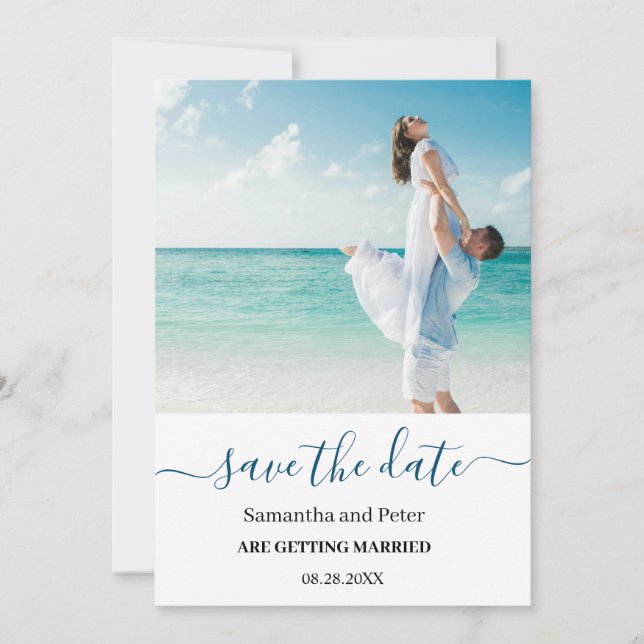 Reserva La Fecha Foto personalizado de Moden Beach Save the Date (Anverso)