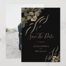 Foto personalizado Golden Iris Flores Boda negro