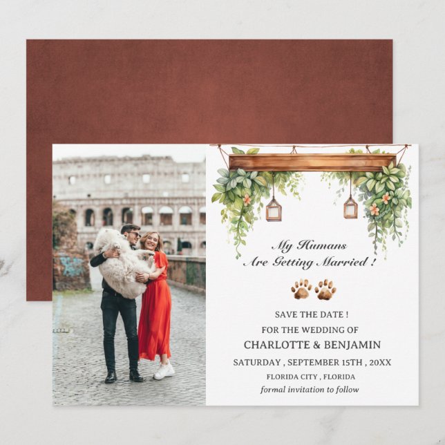 Reserva La Fecha Foto personalizado Perro Rústico (Anverso / Reverso)