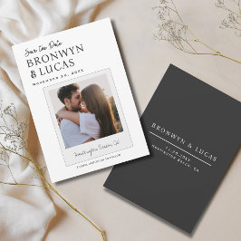 Reserva La Fecha Foto Polaroid Moderna Rústica en Blanco y Negro