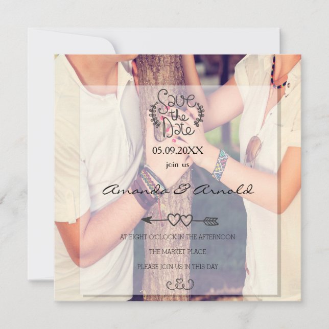 Reserva La Fecha Foto Romance Couple In Love Save The Date Cards (Anverso)