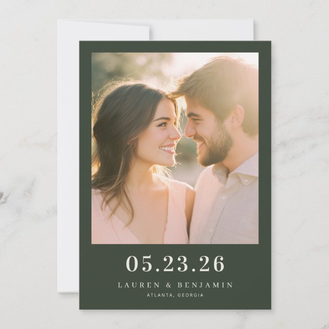 Reserva La Fecha Foto Romántica con Pastel (Anverso)