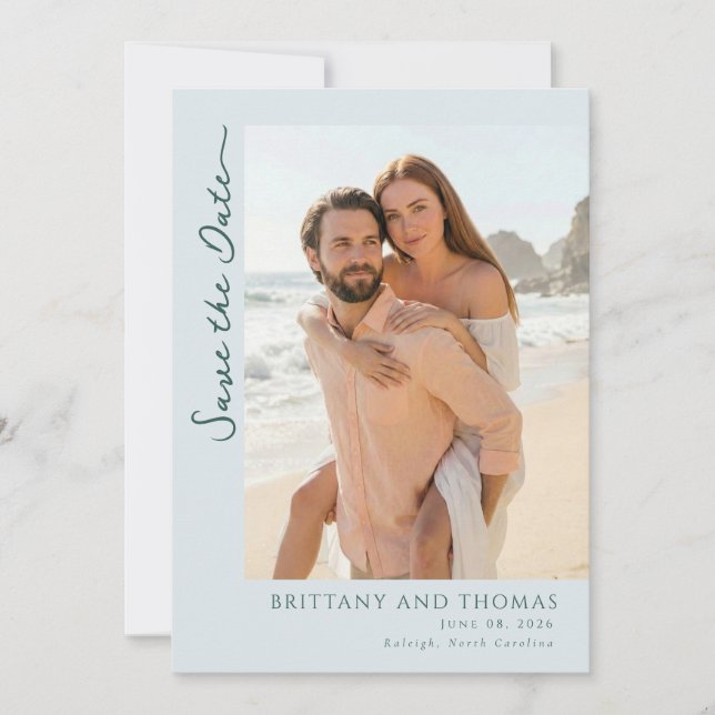 Reserva La Fecha Foto Romántica de Playa en Pastel (Anverso)