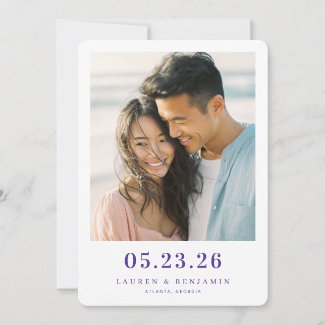Reserva La Fecha Foto Romántica Pastel Alegre (Anverso)