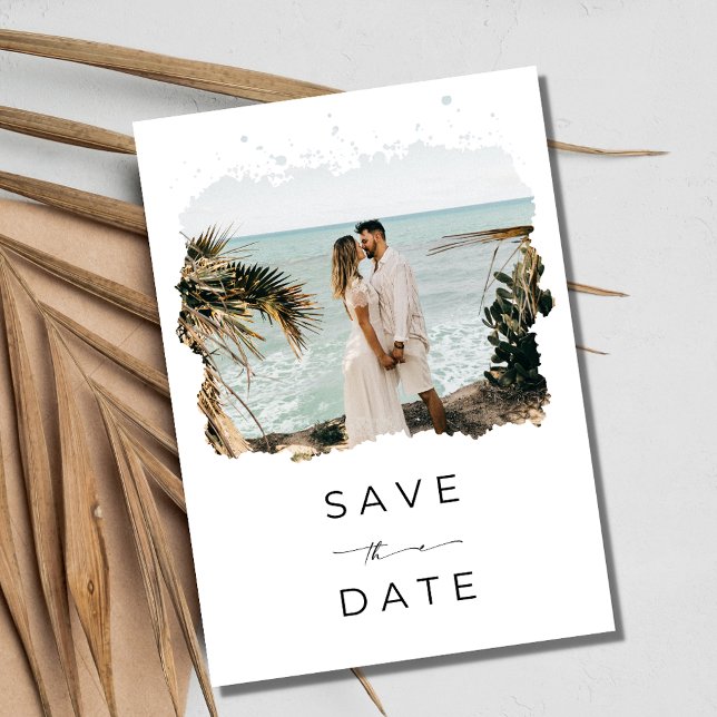 Reserva La Fecha Foto romántica tropical Destino Boda de playa (Romantic Tropical Photo Destination Beach Wedding Save The Date)