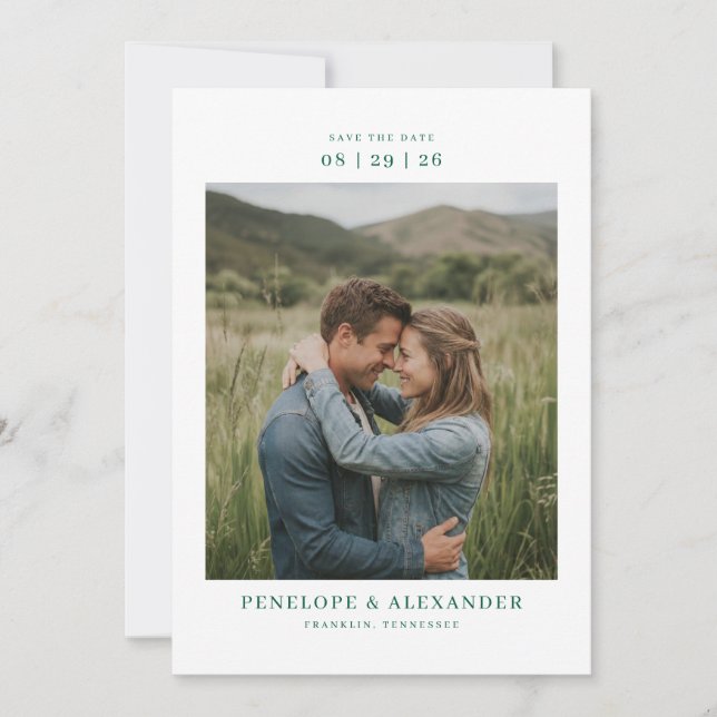 Reserva La Fecha Foto Romántica Verde (Anverso)