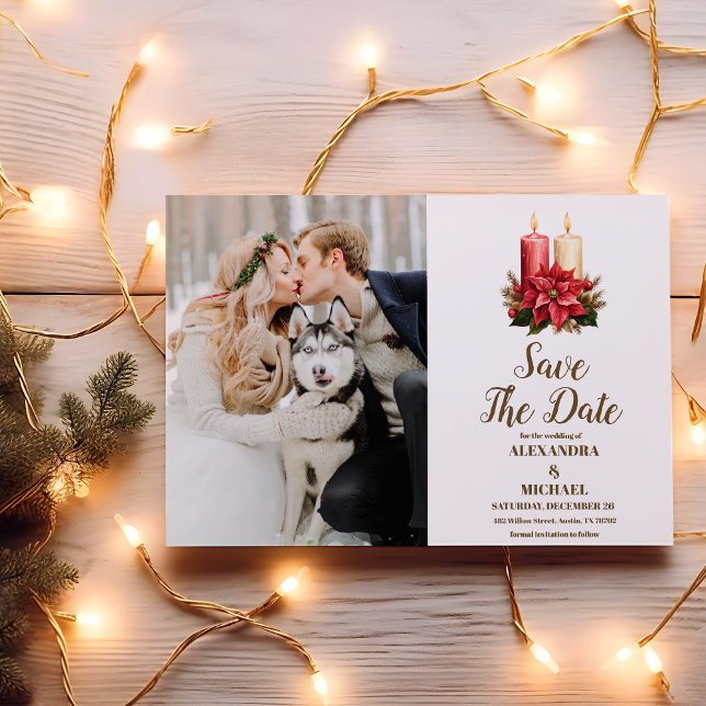 Reserva La Fecha Foto Rustic Poinsettia Navidades florales Boda (Subido por el creador)