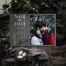 Reserva La Fecha Foto rústica y simple | Gris Guardar la fecha