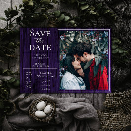 Reserva La Fecha Foto rústica y simple | Purple Save the Date