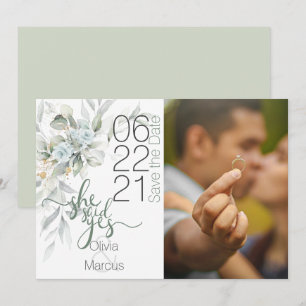 Reserva La Fecha Foto Save the Date Dusty Blue Watercolor Floral