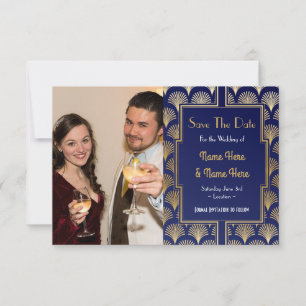 Reserva La Fecha Foto Save The Date Fiesta de Boda Art Déco de los
