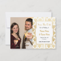 Foto Save The Date Fiesta de Boda Art Déco de los