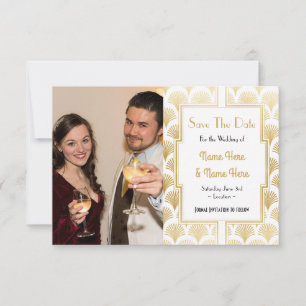 Reserva La Fecha Foto Save The Date Fiesta de Boda Art Déco de los