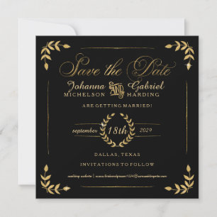 Reserva La Fecha Foto Save the Date, Tipografía de hojas de oro