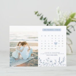 Reserva La Fecha Foto simple Minimalista de Periwinkle Wildflower
